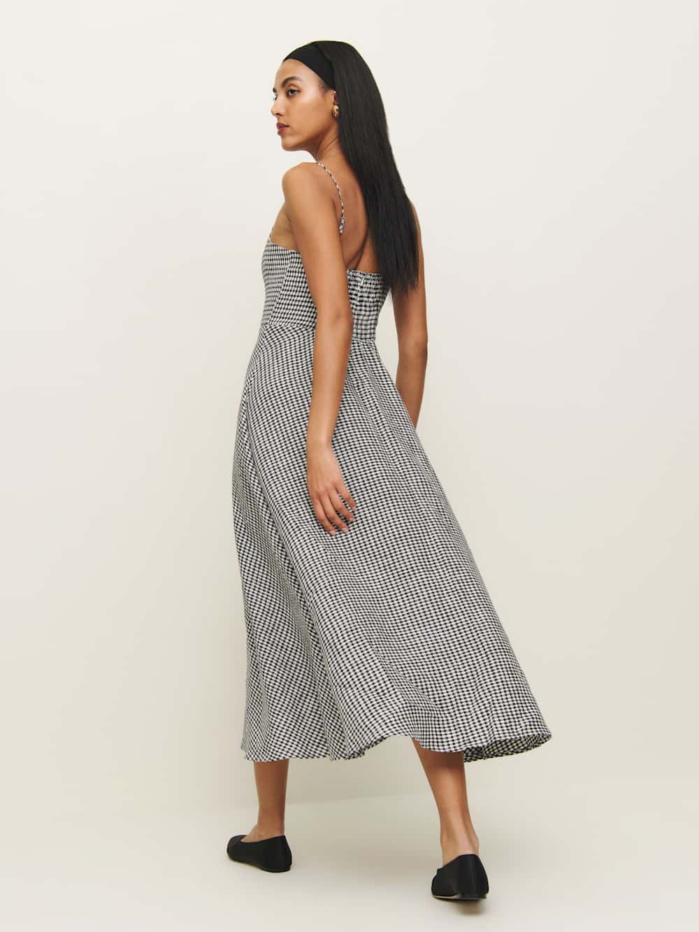 Reformation Petites Monette Linen Dress - Remy Check