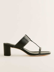 Reformation Sardinia Heeled Sandal - Black Leather