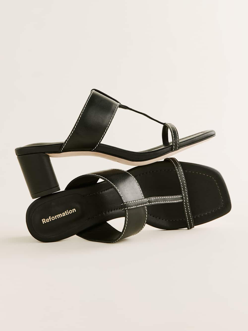 Reformation Sardinia Heeled Sandal - Black Leather