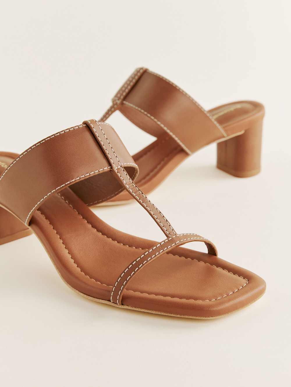 Reformation Sardinia Heeled Sandal - Pecan Leather