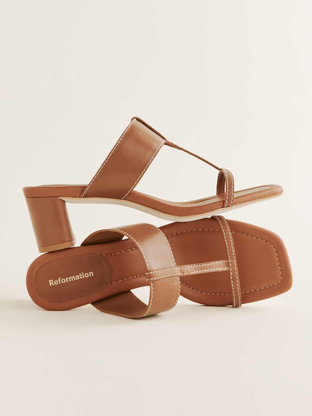 Reformation Sardinia Heeled Sandal - Pecan Leather