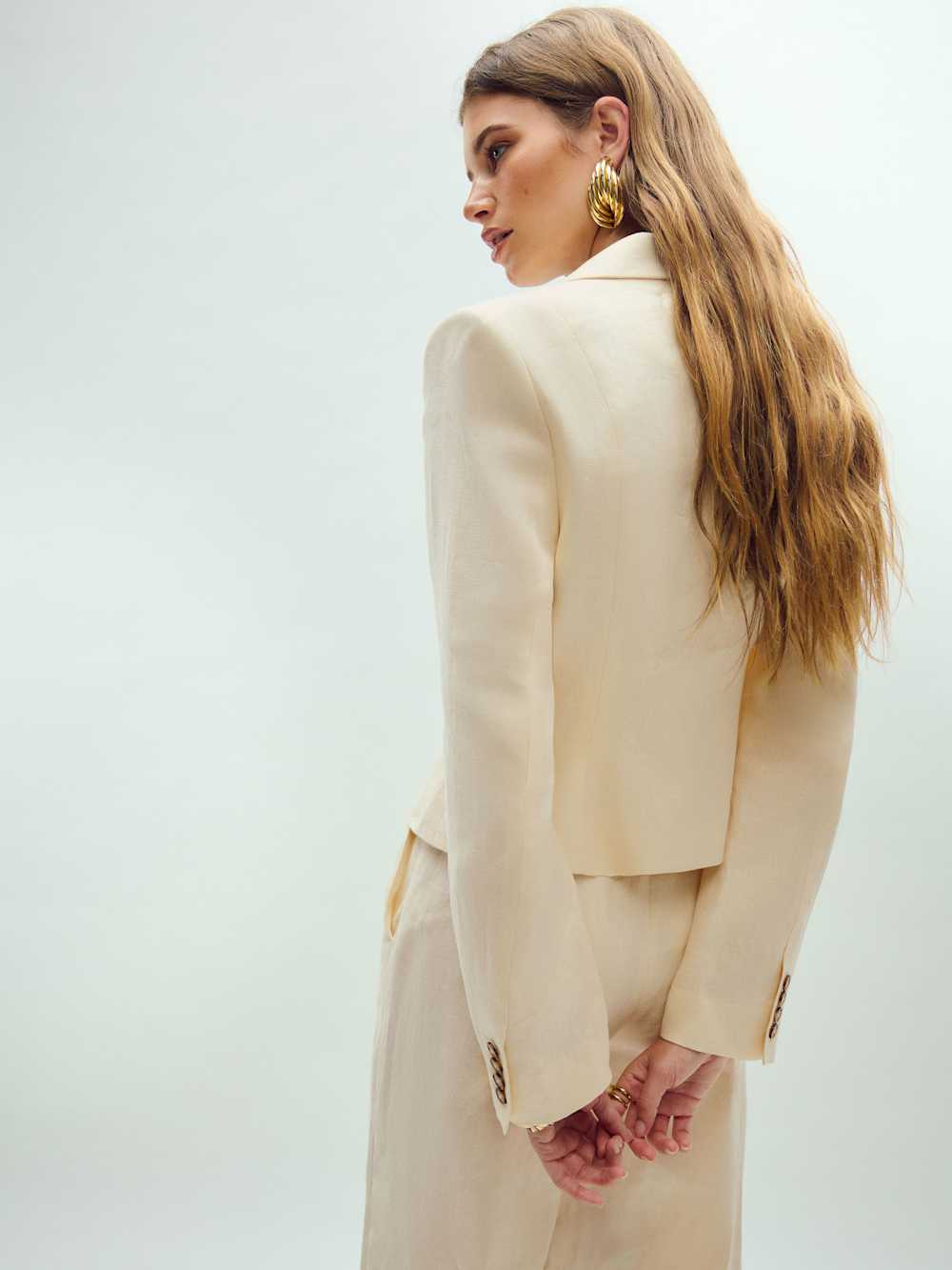 Reformation Easton Linen Jacket - Sugar