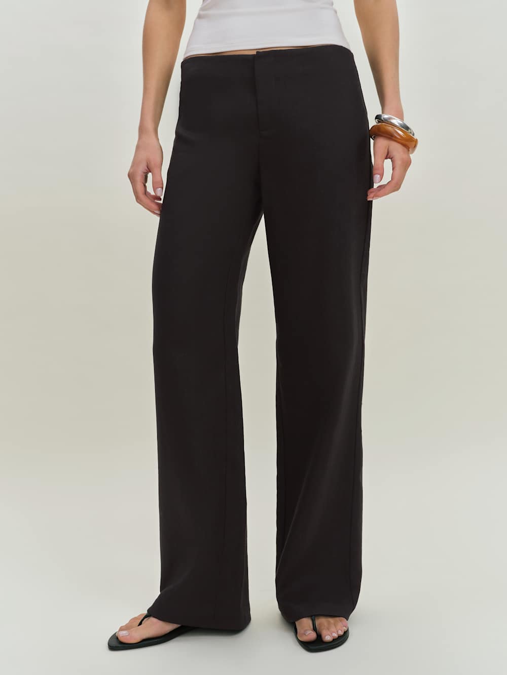 Reformation Petites Vida Linen Low Rise Pant - Black