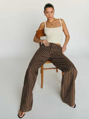 Reformation Petites Vida Linen Low Rise Pant - Boardwalk Stripe