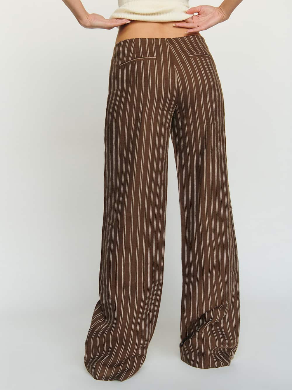 Reformation Petites Vida Linen Low Rise Pant - Boardwalk Stripe