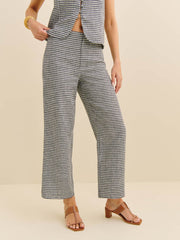 Reformation Petites Joni Linen Cropped Pant - Remy Check