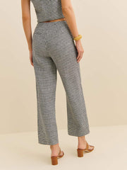 Reformation Petites Joni Linen Cropped Pant - Remy Check