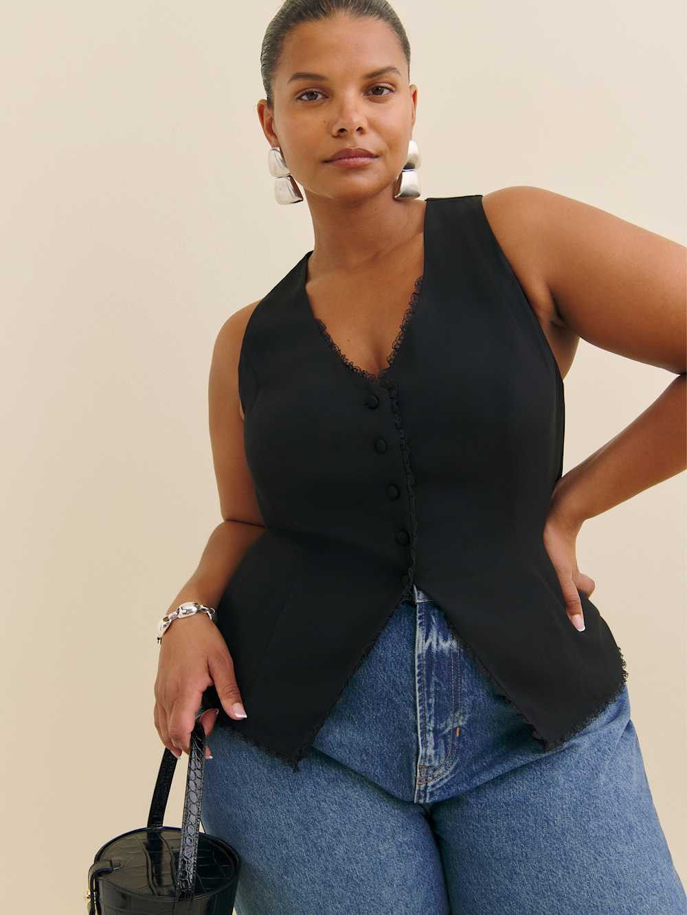 Reformation Skylar Top Es - Black