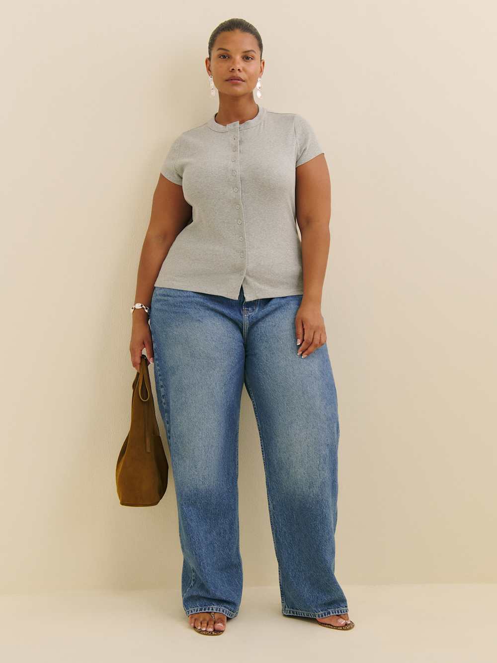 Reformation Raelynn Knit Top Es - Heather Grey