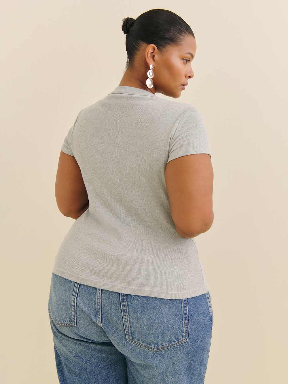 Reformation Raelynn Knit Top Es - Heather Grey