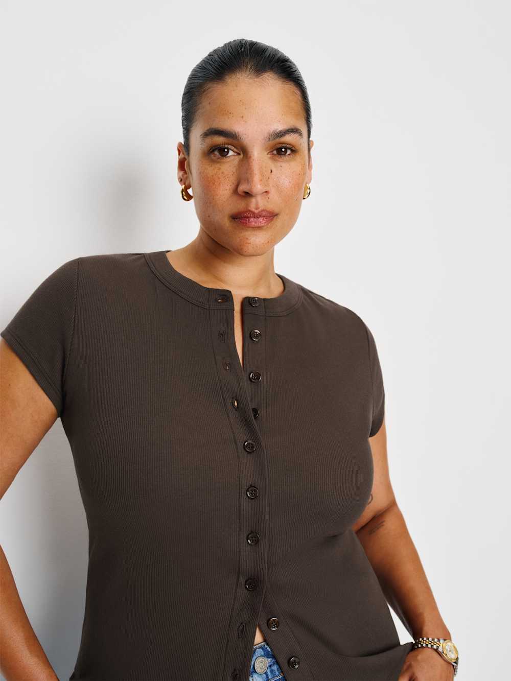 Reformation Raelynn Knit Top Es - Mole