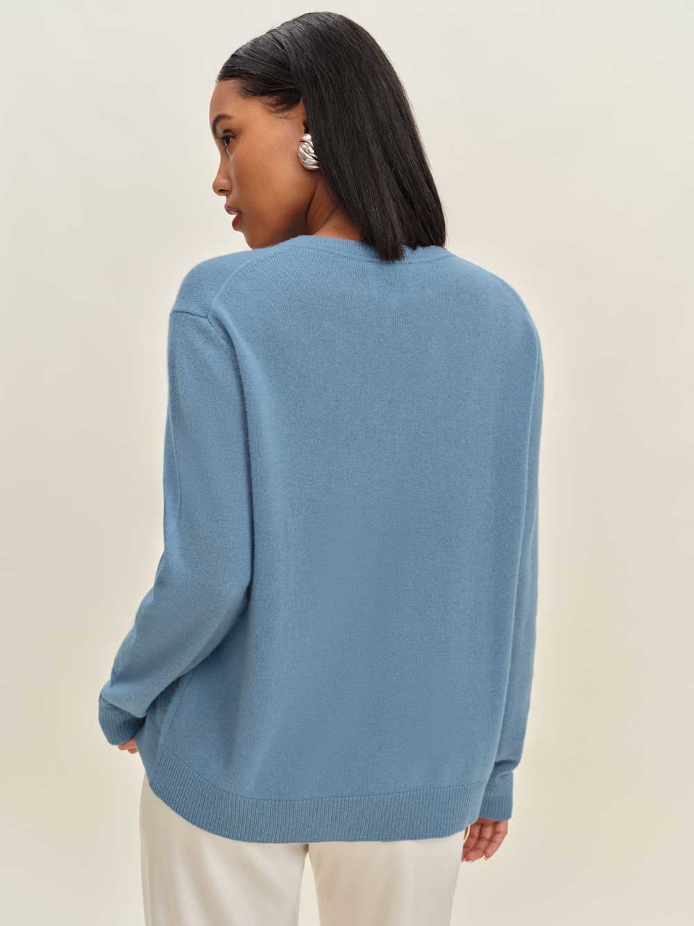 Reformation Remi Cashmere V Neck - Bluebell