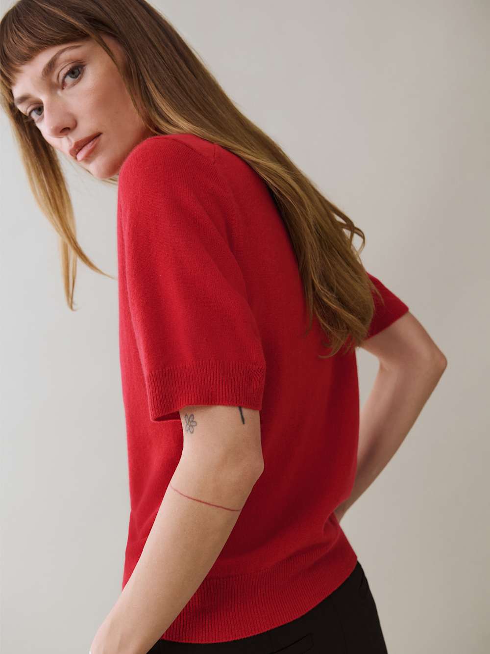 Reformation Louise Cashmere Polo Sweater - Sundried Tomato