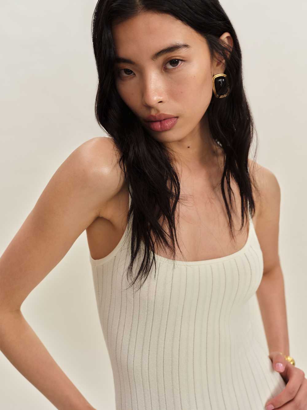 Reformation Rhia Cotton Sweater Dress - Fior Di Latte