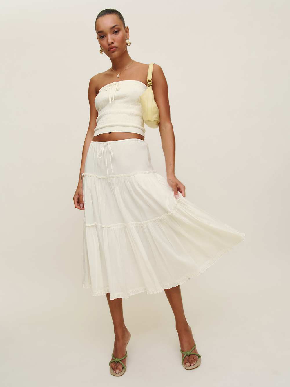 Reformation Zazie Cotton Strapless Sweater - Fior Di Latte