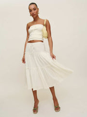 Reformation Zazie Cotton Strapless Sweater - Fior Di Latte