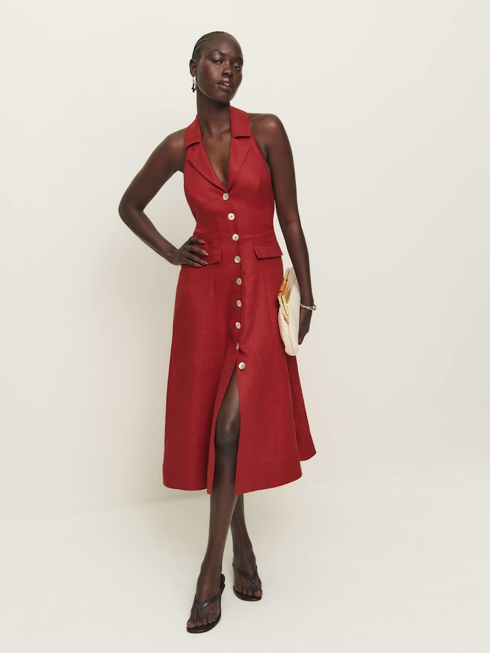 Reformation Masha Linen Dress - Sundried Tomato