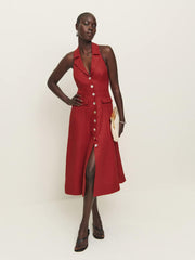 Reformation Masha Linen Dress - Sundried Tomato