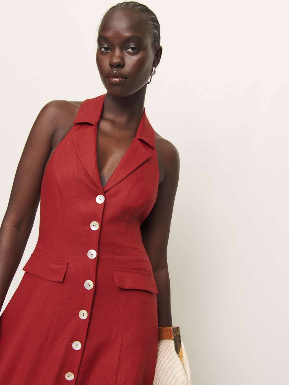 Reformation Masha Linen Dress - Sundried Tomato