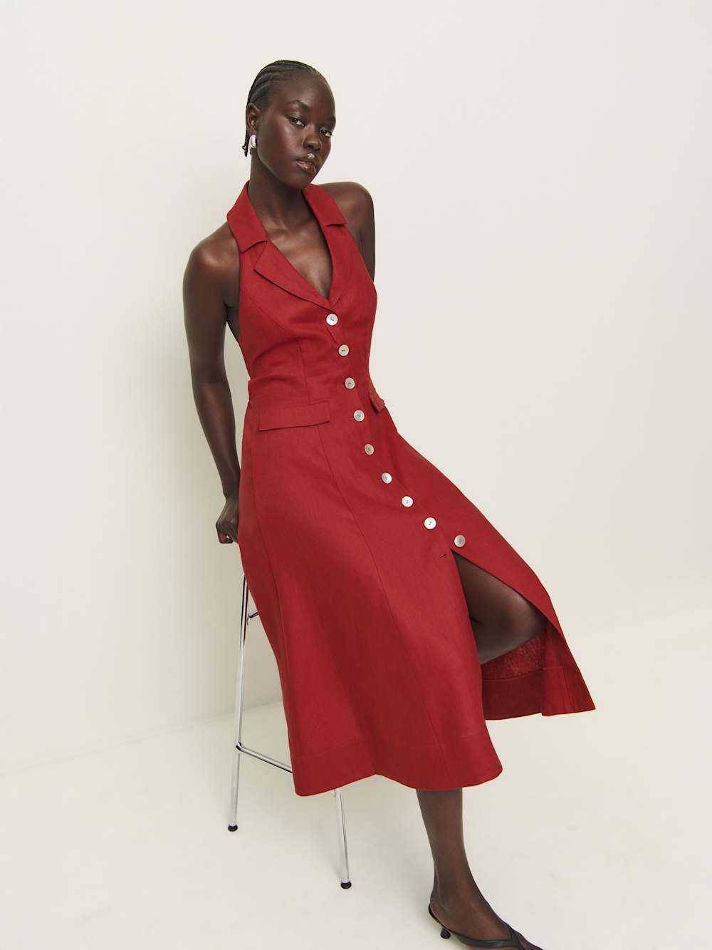 Reformation Masha Linen Dress - Sundried Tomato