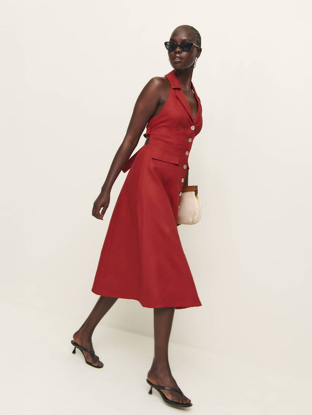Reformation Masha Linen Dress - Sundried Tomato