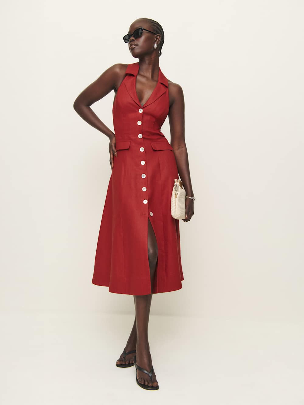 Reformation Masha Linen Dress - Sundried Tomato