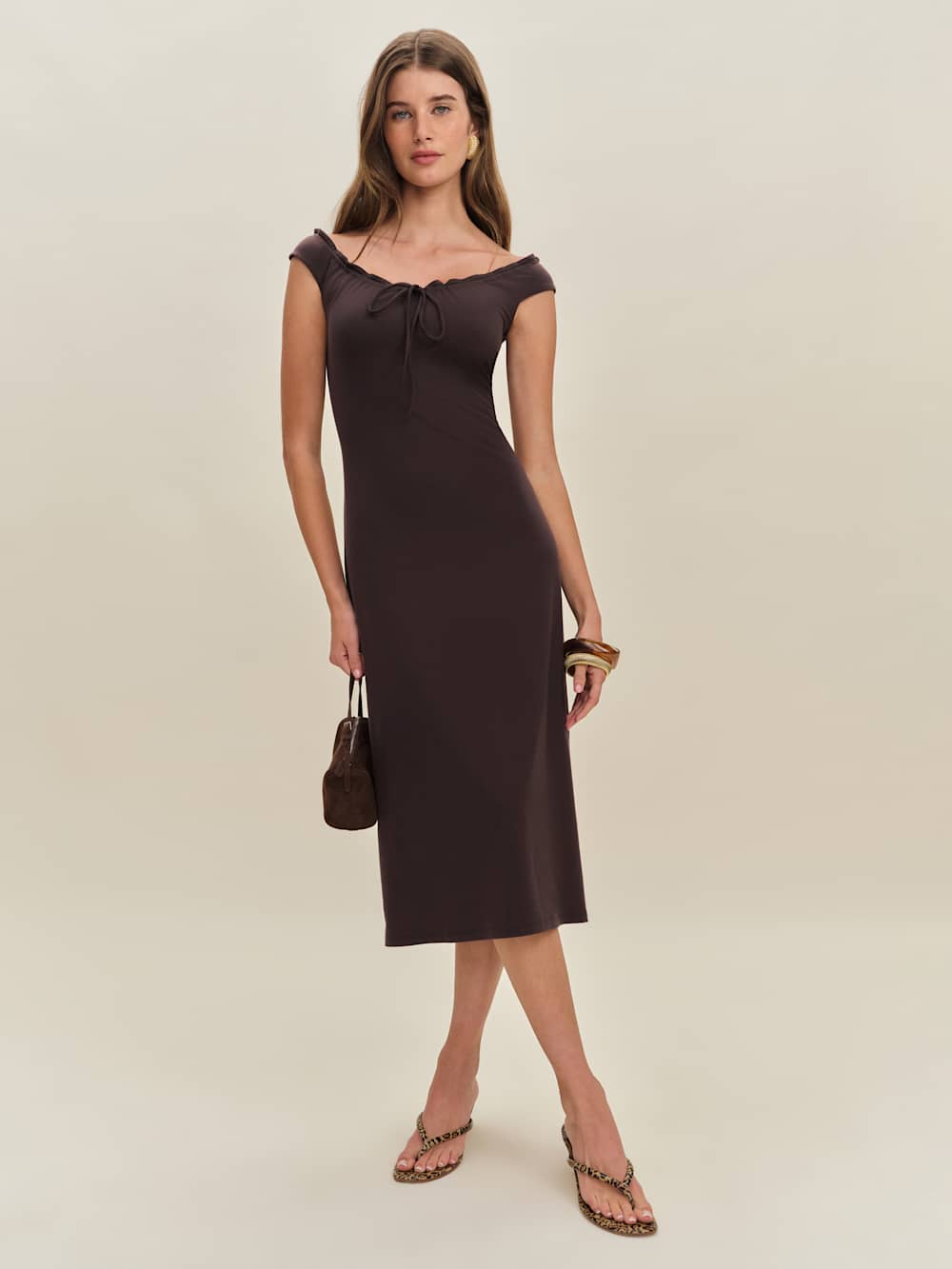 Reformation Milo Knit Dress - Mole