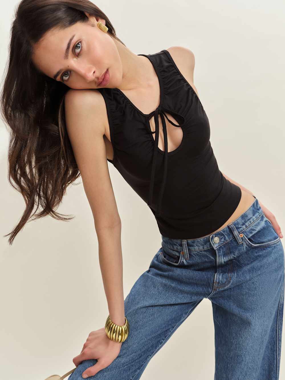 Reformation Bella Knit Top - Black
