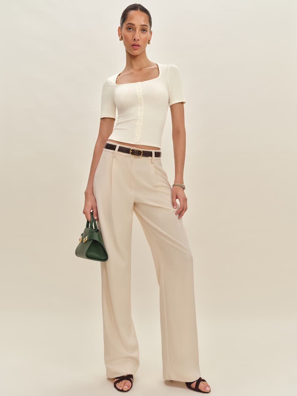 Reformation Kaiden Knit Top - Fior Di Latte