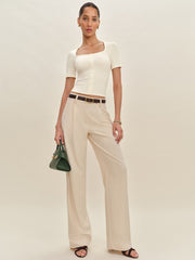 Reformation Kaiden Knit Top - Fior Di Latte
