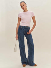 Reformation Lucas Pointelle Top - Cherry Blossom