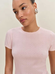 Reformation Lucas Pointelle Top - Cherry Blossom