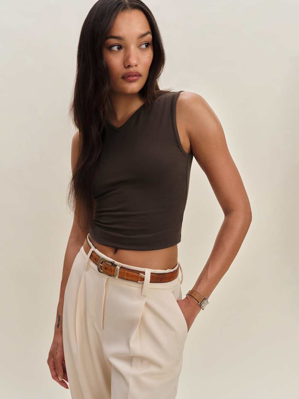 Reformation Wren Knit Top - Mole