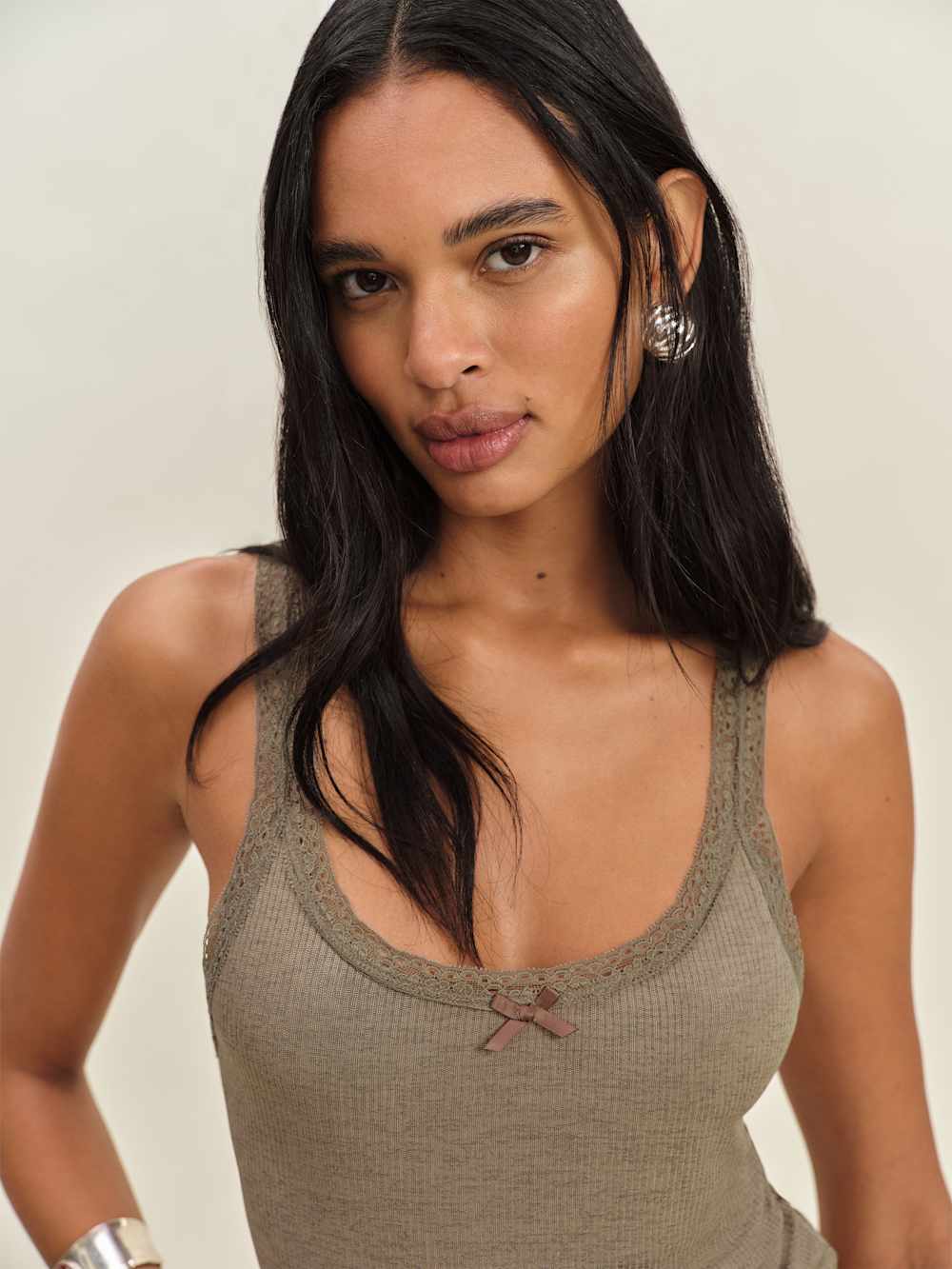 Reformation Kian Knit Top - Cement