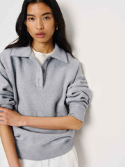 Reformation Nico Classic Polo Sweatshirt - Heather Grey