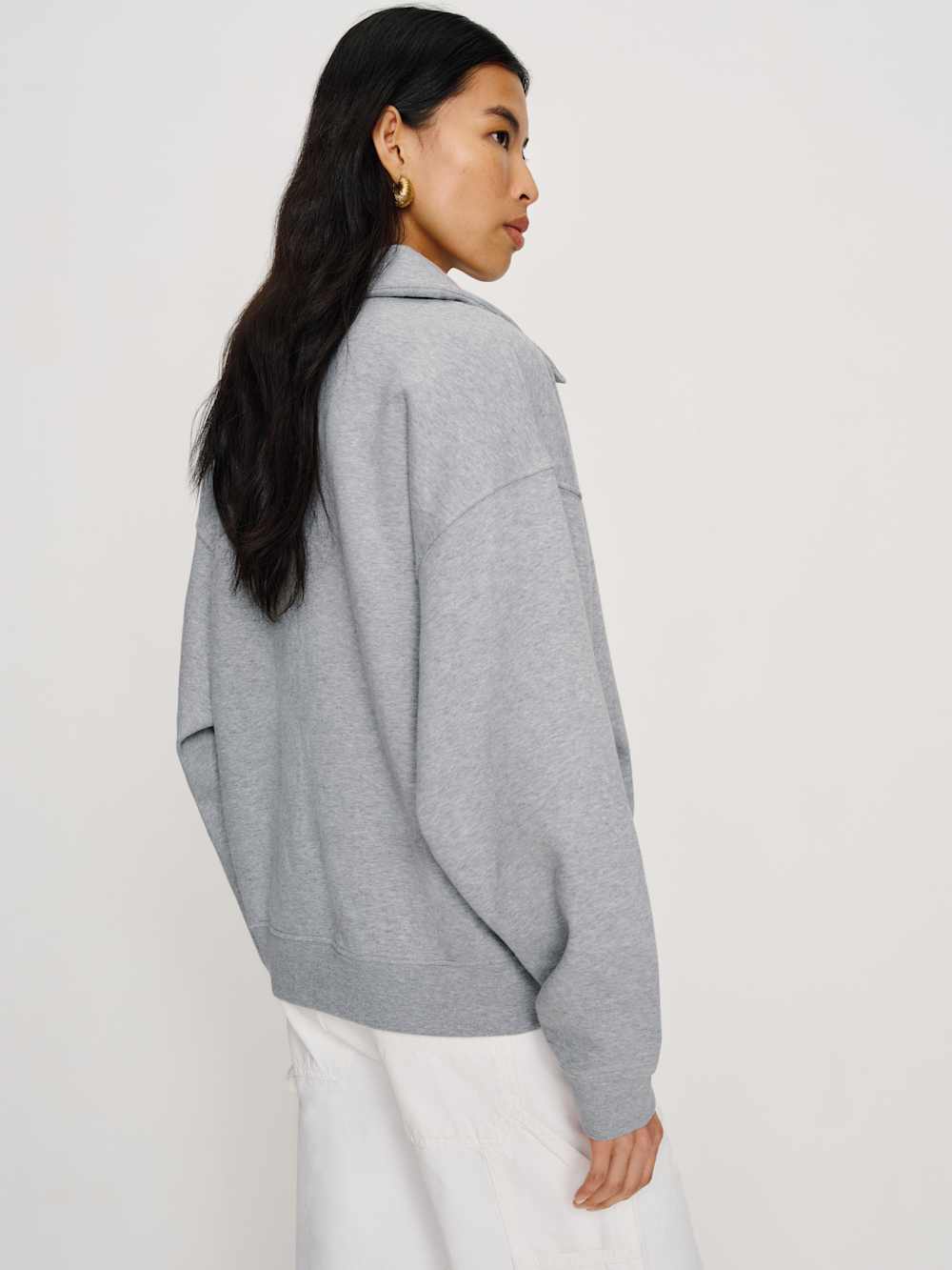 Reformation Nico Classic Polo Sweatshirt - Heather Grey