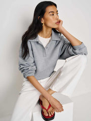 Reformation Nico Classic Polo Sweatshirt - Heather Grey