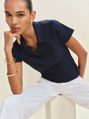 Reformation Louie T-shirt Polo - Navy