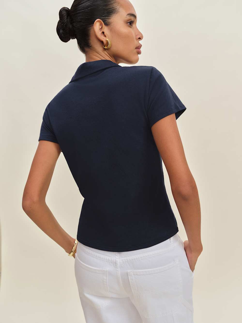 Reformation Louie T-shirt Polo - Navy