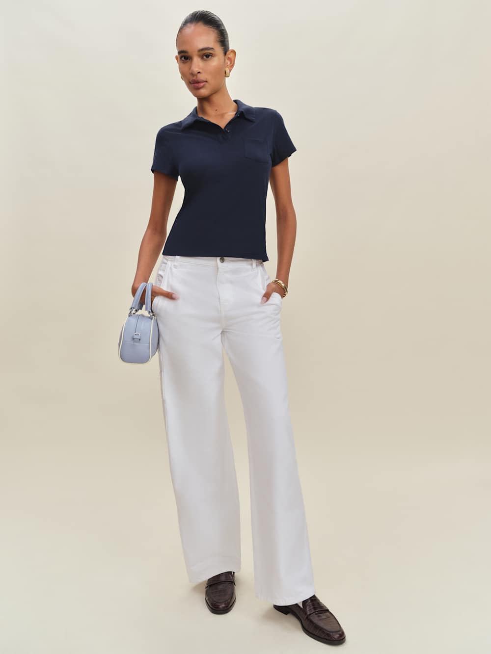 Reformation Louie T-shirt Polo - Navy