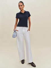 Reformation Louie T-shirt Polo - Navy