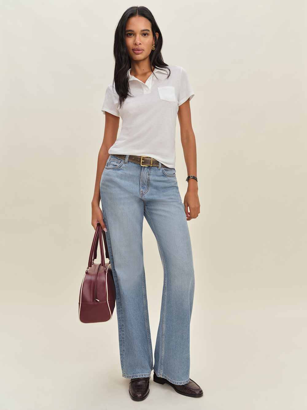 Reformation Louie T-shirt Polo - White