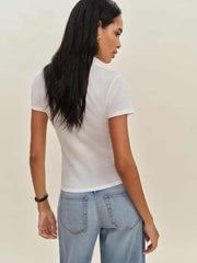 Reformation Louie T-shirt Polo - White