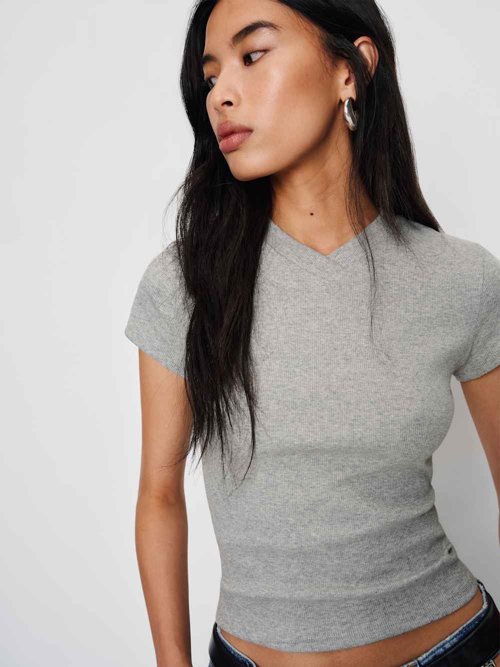 Reformation Lindie Tee - Heather Grey