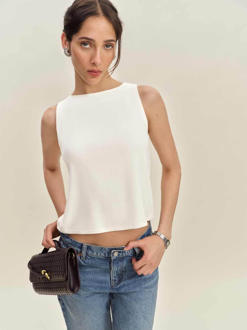 Reformation Pears Knit Top - Fior Di Latte