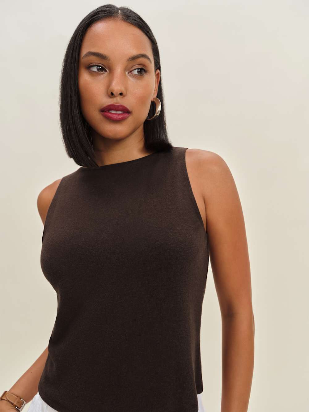Reformation Pears Knit Top - Mole