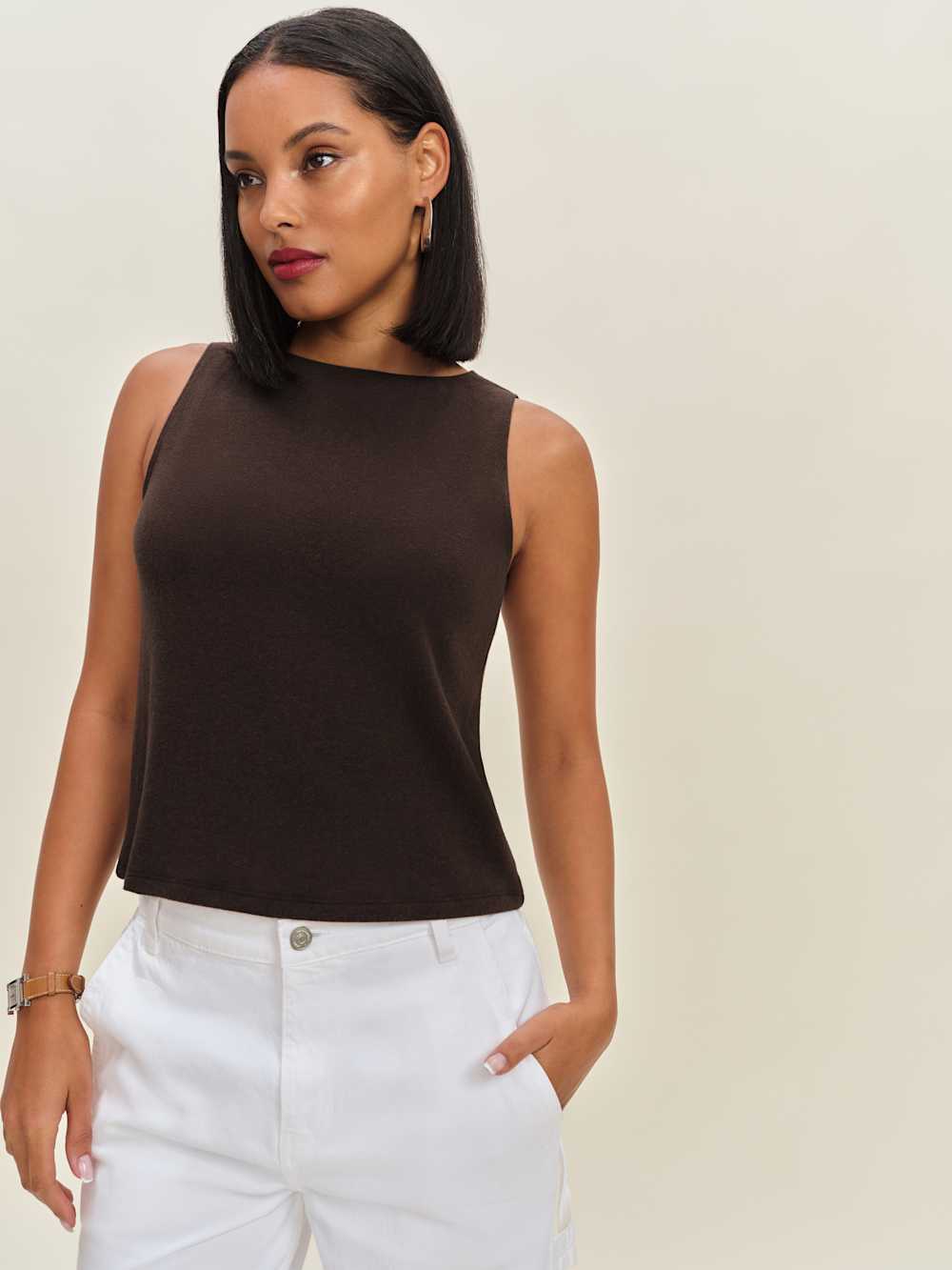 Reformation Pears Knit Top - Mole