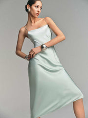 Reformation Cardi Silk Dress - Sea Glass