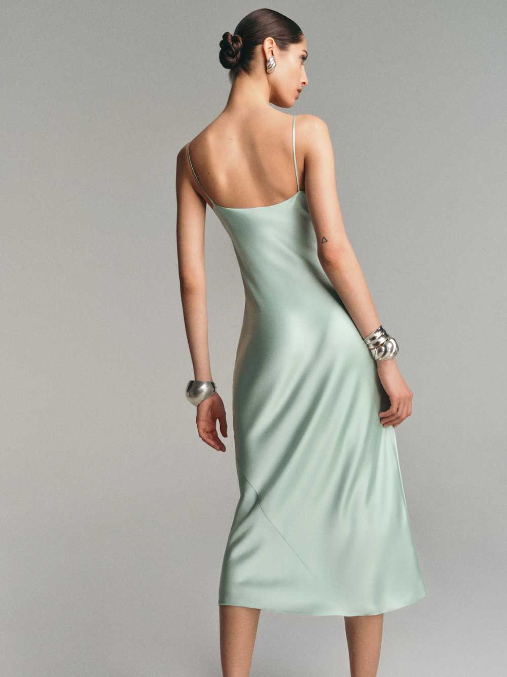 Reformation Cardi Silk Dress - Sea Glass