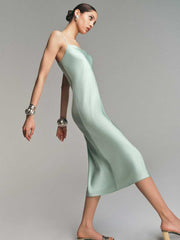Reformation Cardi Silk Dress - Sea Glass